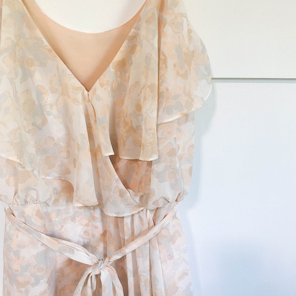 Nouvelle Amsale Gorgeous Wedding Guest Dress Sleveless V Neck Pink Watercolor XS